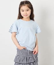 KJKFD07016 a.v.v KIDS(アー・ヴェ・ヴェ) [120-160]レースアップスリーブTシャツ ライトブルー