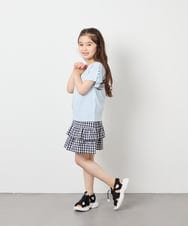 KJKFD07016 a.v.v KIDS(アー・ヴェ・ヴェ) [120-160]レースアップスリーブTシャツ ライトブルー