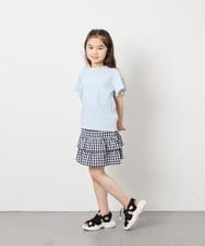 KJKFD07016 a.v.v KIDS(アー・ヴェ・ヴェ) [120-160]レースアップスリーブTシャツ ライトブルー