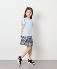 KJKFD07016 a.v.v KIDS(アー・ヴェ・ヴェ) [120-160]レースアップスリーブTシャツ ライトブルー