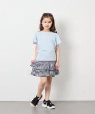 KJKFD07016 a.v.v KIDS(アー・ヴェ・ヴェ) [120-160]レースアップスリーブTシャツ ライトブルー