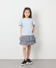 KJKFD07016 a.v.v KIDS(アー・ヴェ・ヴェ) [120-160]レースアップスリーブTシャツ ライトブルー