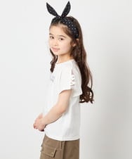 KJKFD07016 a.v.v KIDS(アー・ヴェ・ヴェ) [120-160]レースアップスリーブTシャツ ホワイト
