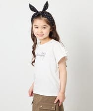 KJKFD07016 a.v.v KIDS(アー・ヴェ・ヴェ) [120-160]レースアップスリーブTシャツ ホワイト