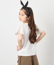 KJKFD07016 a.v.v KIDS(アー・ヴェ・ヴェ) [120-160]レースアップスリーブTシャツ ホワイト
