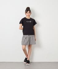 KJKFD07016 a.v.v KIDS(アー・ヴェ・ヴェ) [120-160]レースアップスリーブTシャツ ブラック