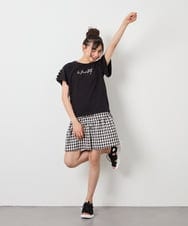 KJKFD07016 a.v.v KIDS(アー・ヴェ・ヴェ) [120-160]レースアップスリーブTシャツ ブラック