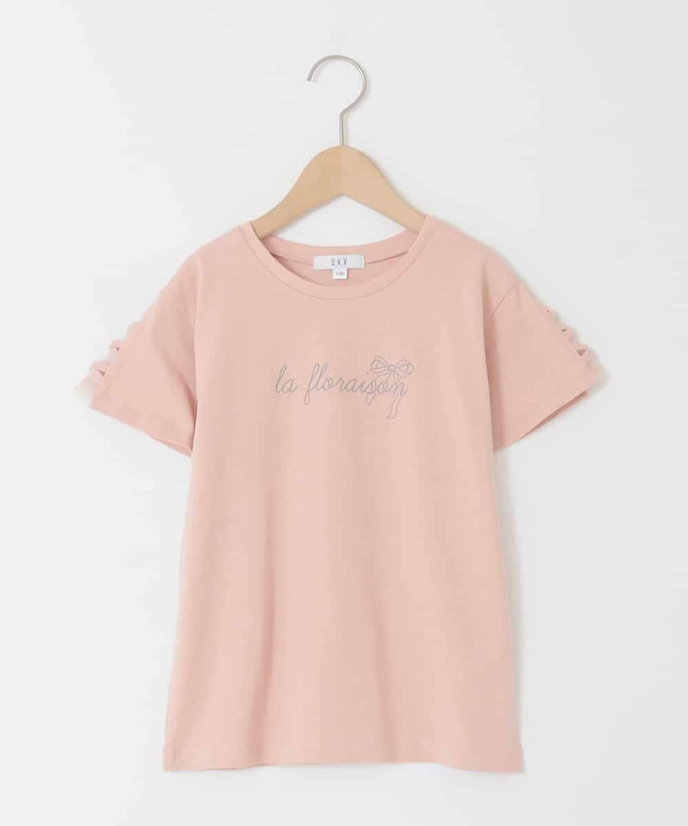 KJKFD07016 a.v.v KIDS(アー・ヴェ・ヴェ) [120-160]【接触冷感/安心の綿100％/毛玉になりにくい】レースアップスリーブTシャツ オレンジ