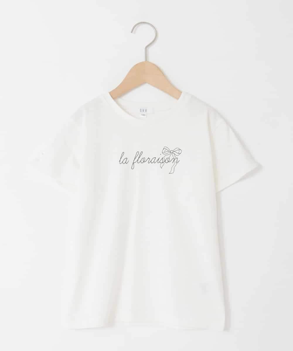 KJKFD07016 a.v.v KIDS(アー・ヴェ・ヴェ) [120-160]【接触冷感/安心の綿100％/毛玉になりにくい】レースアップスリーブTシャツ ホワイト