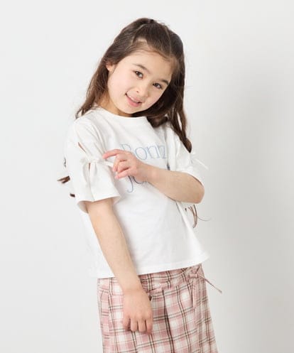 KJKFD40029 a.v.v KIDS [120-160]袖スリットロゴTシャツ