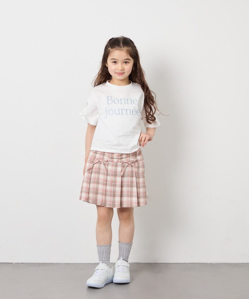 KJKFD40029 a.v.v KIDS(アー・ヴェ・ヴェ) [120-160]袖スリットロゴTシャツ ホワイト