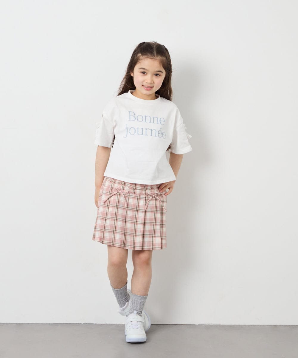 KJKFD40029 a.v.v KIDS(アー・ヴェ・ヴェ) [120-160]袖スリットロゴTシャツ ホワイト