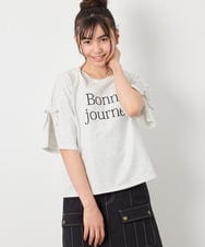 KJKFD40029 a.v.v KIDS(アー・ヴェ・ヴェ) [120-160]袖スリットロゴTシャツ ライトグレー