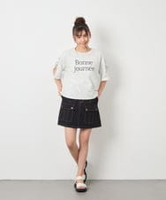 KJKFD40029 a.v.v KIDS(アー・ヴェ・ヴェ) [120-160]袖スリットロゴTシャツ ライトグレー