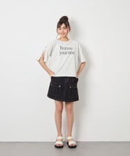 KJKFD40029 a.v.v KIDS(アー・ヴェ・ヴェ) [120-160]袖スリットロゴTシャツ ライトグレー