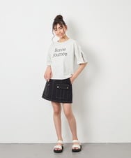 KJKFD40029 a.v.v KIDS(アー・ヴェ・ヴェ) [120-160]袖スリットロゴTシャツ ライトグレー
