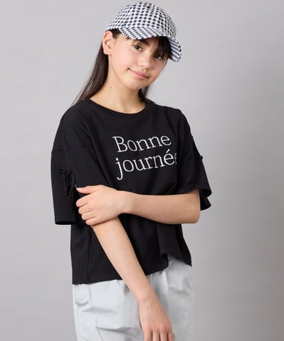 KJKFD40029 a.v.v KIDS [120-160]袖スリットロゴTシャツ