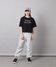 KJKFD40029 a.v.v KIDS(アー・ヴェ・ヴェ) [120-160]袖スリットロゴTシャツ ブラック