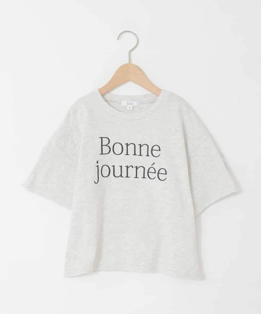 KJKFD40029 a.v.v KIDS(アー・ヴェ・ヴェ) [120-160]袖スリットロゴTシャツ ライトグレー