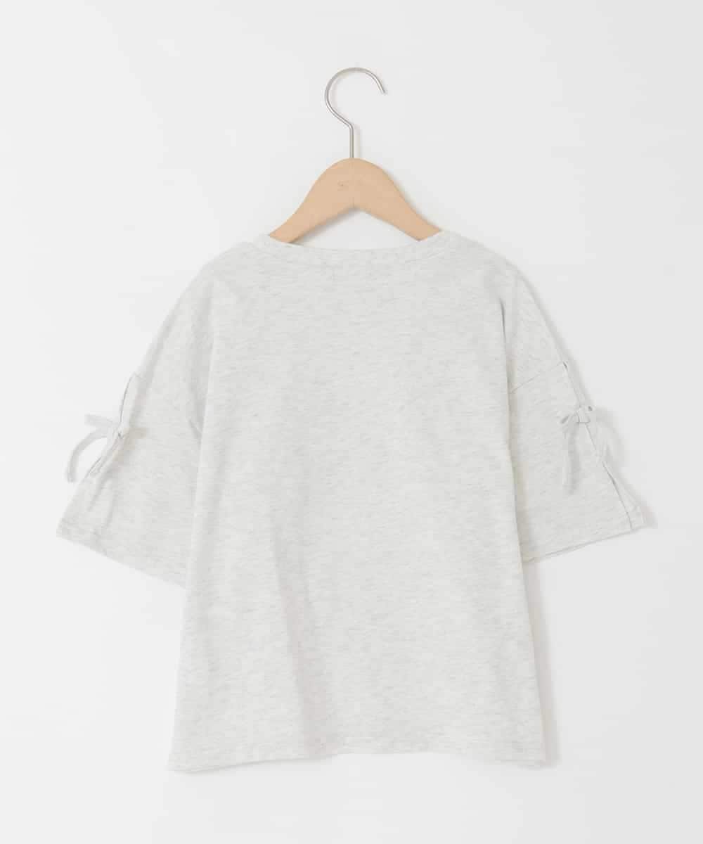 KJKFD40029 a.v.v KIDS(アー・ヴェ・ヴェ) [120-160]袖スリットロゴTシャツ ライトグレー