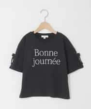 KJKFD40029 a.v.v KIDS(アー・ヴェ・ヴェ) [120-160]袖スリットロゴTシャツ ブラック