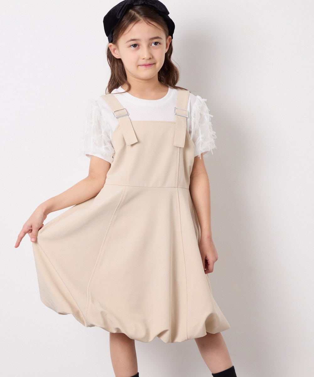 KJKFD43029 a.v.v KIDS(アー・ヴェ・ヴェ) [120-160]袖リボンチュールテレコカットソー ホワイト