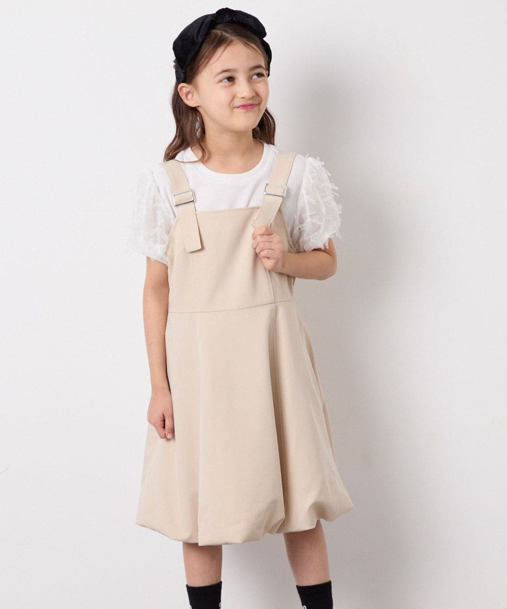 KJKFD43029 a.v.v KIDS(アー・ヴェ・ヴェ) [120-160]袖リボンチュールテレコカットソー ホワイト