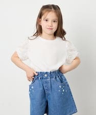 KJKFD43029 a.v.v KIDS(アー・ヴェ・ヴェ) [120-160]袖リボンチュールテレコカットソー ホワイト