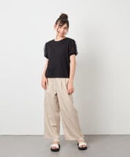 KJKFD43029 a.v.v KIDS(アー・ヴェ・ヴェ) [120-160]袖リボンチュールテレコカットソー ブラック