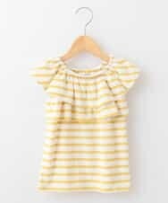 KJKFD44019 a.v.v KIDS(アー・ヴェ・ヴェ) [100-130]ボーダーオフショルカットソー[WEB限定サイズ] イエロー
