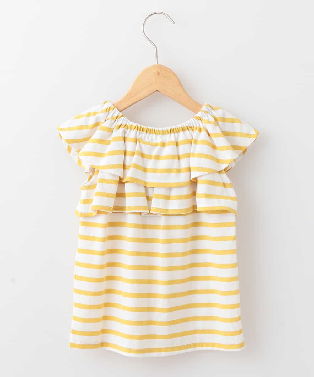 KJKFD44019 a.v.v KIDS(アー・ヴェ・ヴェ) [100-130]ボーダーオフショルカットソー[WEB限定サイズ] イエロー