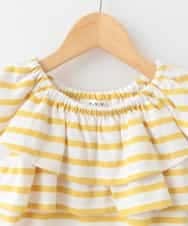 KJKFD44019 a.v.v KIDS(アー・ヴェ・ヴェ) [100-130]ボーダーオフショルカットソー[WEB限定サイズ] イエロー