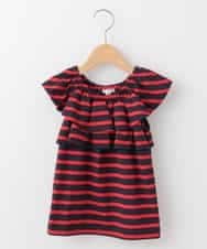 KJKFD44019 a.v.v KIDS(アー・ヴェ・ヴェ) [100-130]ボーダーオフショルカットソー[WEB限定サイズ] ネイビー