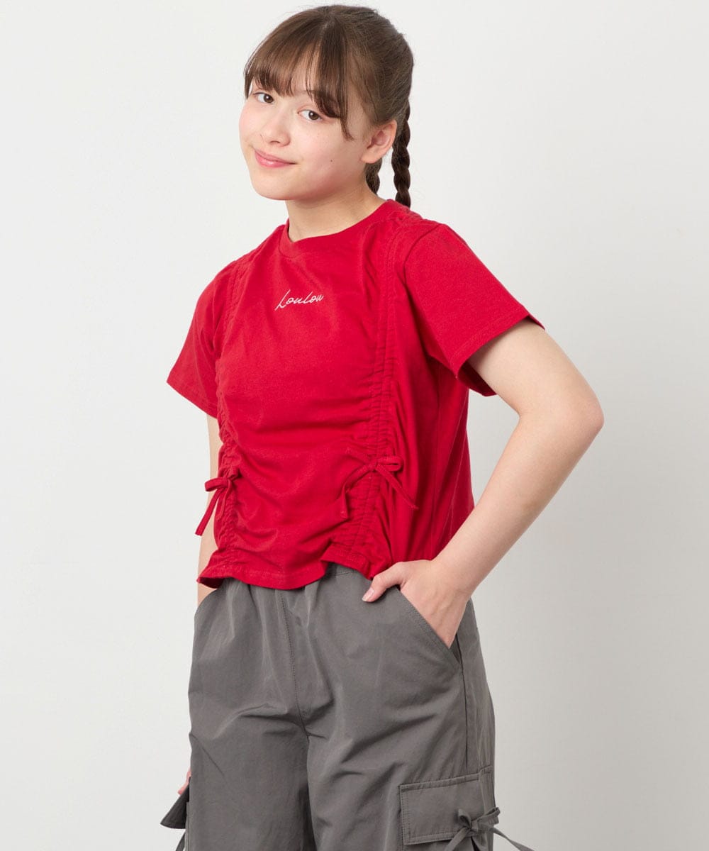 KJKFD56035 a.v.v KIDS(アー・ヴェ・ヴェ) [130-160]クロップドドロストTシャツ レッド