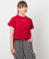 KJKFD56035 a.v.v KIDS(アー・ヴェ・ヴェ) [130-160]クロップドドロストTシャツ レッド