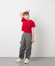 KJKFD56035 a.v.v KIDS(アー・ヴェ・ヴェ) [130-160]クロップドドロストTシャツ レッド