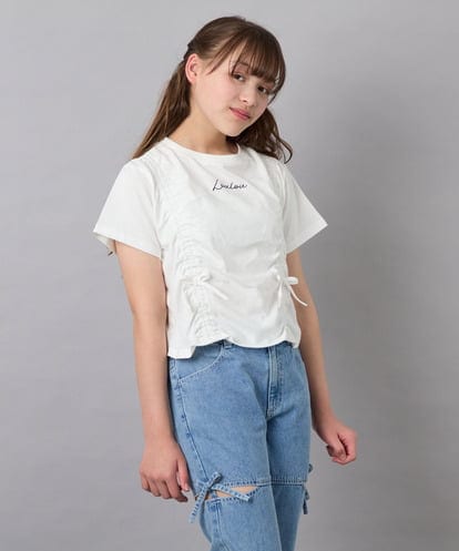 KJKFD56035 a.v.v KIDS [130-160]クロップドドロストTシャツ