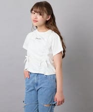 KJKFD56035 a.v.v KIDS(アー・ヴェ・ヴェ) [130-160]クロップドドロストTシャツ ホワイト