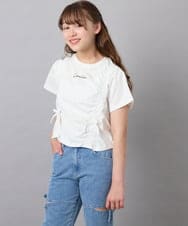 KJKFD56035 a.v.v KIDS(アー・ヴェ・ヴェ) [130-160]クロップドドロストTシャツ ホワイト