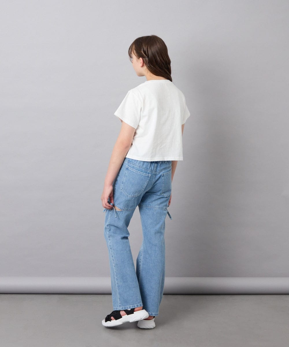 KJKFD56035 a.v.v KIDS(アー・ヴェ・ヴェ) [130-160]クロップドドロストTシャツ ホワイト