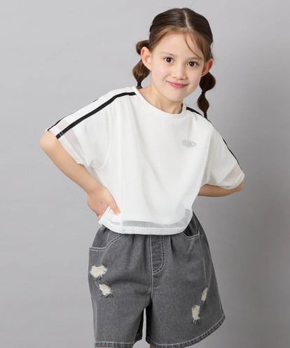 KJKFD57039 a.v.v KIDS [120-160]メッシュレイヤードTシャツ