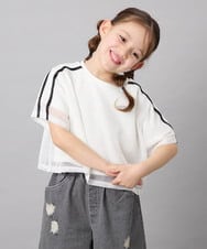 KJKFD57039 a.v.v KIDS(アー・ヴェ・ヴェ) [120-160]メッシュレイヤードTシャツ ホワイト