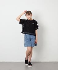 KJKFD57039 a.v.v KIDS(アー・ヴェ・ヴェ) [120-160]メッシュレイヤードTシャツ ブラック