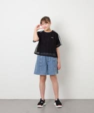 KJKFD57039 a.v.v KIDS(アー・ヴェ・ヴェ) [120-160]メッシュレイヤードTシャツ ブラック