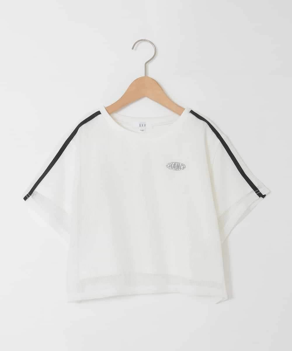 KJKFD57039 a.v.v KIDS(アー・ヴェ・ヴェ) [120-160]メッシュレイヤードTシャツ ホワイト