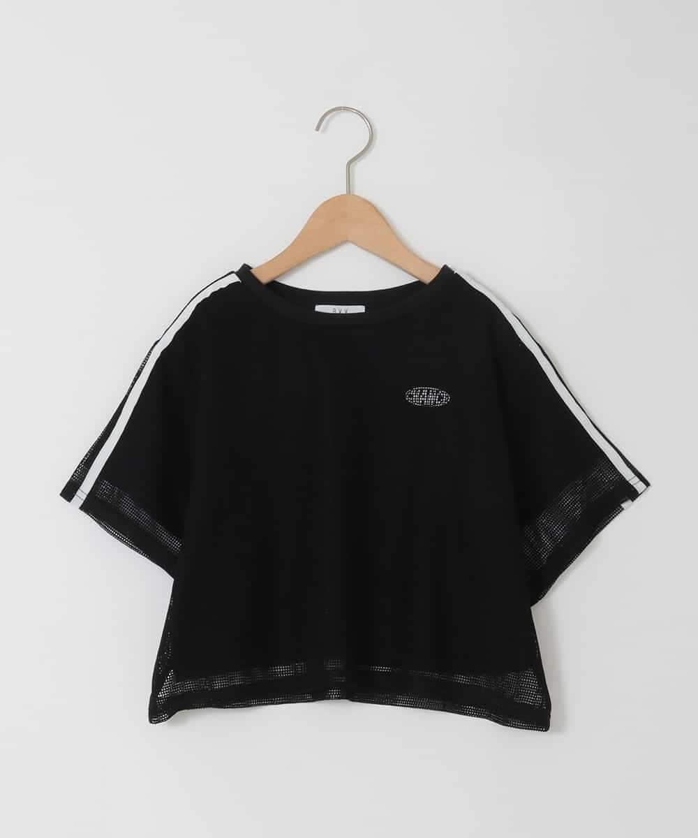 KJKFD57039 a.v.v KIDS(アー・ヴェ・ヴェ) [120-160]メッシュレイヤードTシャツ ブラック