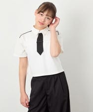 KJKFD58039 a.v.v KIDS(アー・ヴェ・ヴェ) [130-160]ネクタイ付きクロップドトップス ホワイト