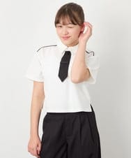 KJKFD58039 a.v.v KIDS(アー・ヴェ・ヴェ) [130-160]ネクタイ付きクロップドトップス ホワイト