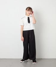 KJKFD58039 a.v.v KIDS(アー・ヴェ・ヴェ) [130-160]ネクタイ付きクロップドトップス ホワイト