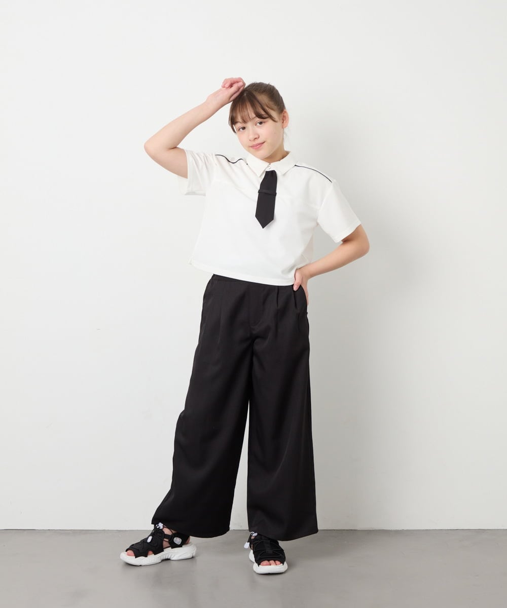 KJKFD58039 a.v.v KIDS(アー・ヴェ・ヴェ) [130-160]ネクタイ付きクロップドトップス ホワイト